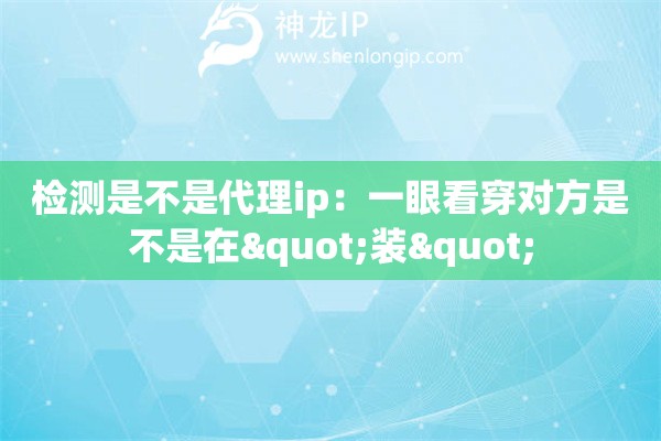 检测是不是代理ip：一眼看穿对方是不是在"装"