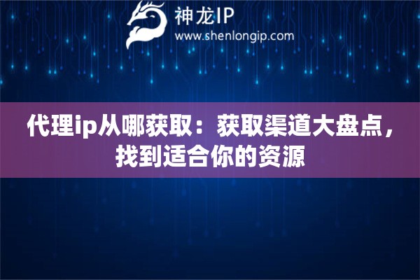 代理ip从哪获取：获取渠道大盘点，找到适合你的资源