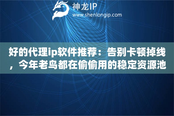 好的代理ip软件推荐:告别卡顿掉线,今年老鸟都在偷偷用的稳定资源池 好的代理ip软件推荐:告别卡顿掉线,今年老鸟都在偷偷用的稳定资源池