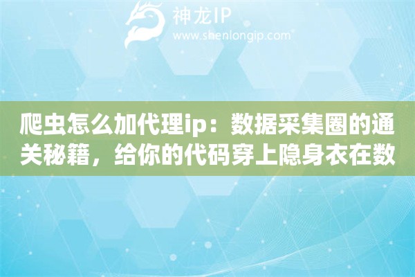 爬虫怎么加代理ip:数据采集圈的通关秘籍,给你的代码穿上隐身衣在数据海里冲浪 爬虫怎么加代理ip:数据采集圈的通关秘籍,给你的代码穿上隐身衣在数据海里冲浪
