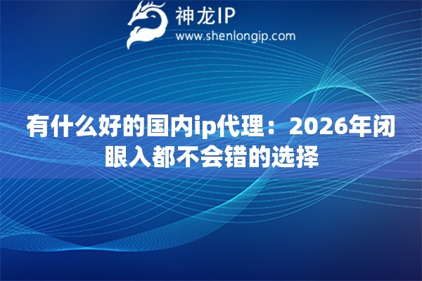 有什么好的国内ip代理：2026年闭眼入都不会错的选择