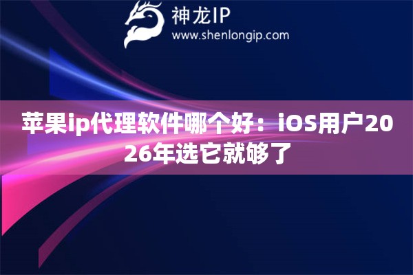 苹果ip代理软件哪个好：iOS用户2026年选它就够了