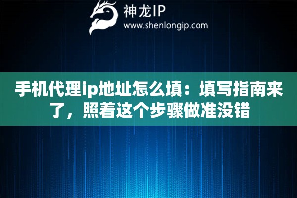 手机代理ip地址怎么填：填写指南来了，照着这个步骤做准没错
