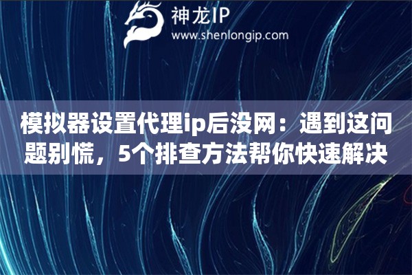 模拟器设置代理ip后没网：遇到这问题别慌，5个排查方法帮你快速解决