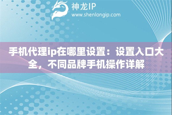 手机代理ip在哪里设置：设置入口大全，不同品牌手机操作详解