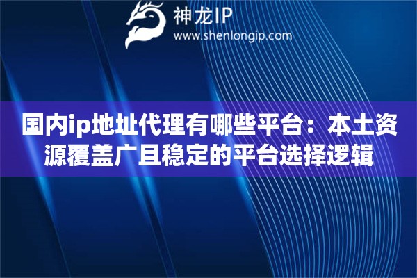国内ip地址代理有哪些平台：本土资源覆盖广且稳定的平台选择逻辑