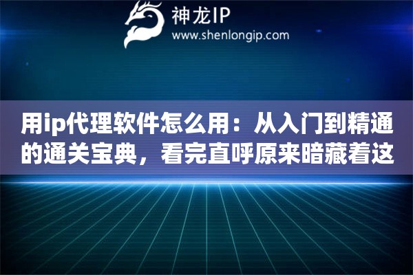用ip代理软件怎么用：从入门到精通的通关宝典，看完直呼原来暗藏着这么多门道