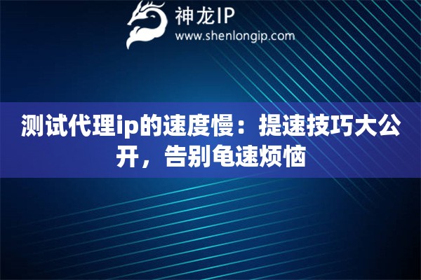 测试代理ip的速度慢：提速技巧大公开，告别龟速烦恼