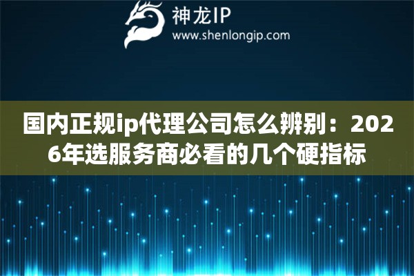 详细阅读:国内正规ip代理公司怎么辨别:2026年选服务商必看的几个硬指标 国内正规ip代理公司怎么辨别:2026年选服务商必看的几个硬指标