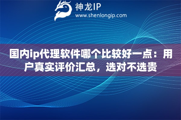 国内ip代理软件哪个比较好一点:用户真实评价汇总,选对不选贵 国内ip代理软件哪个比较好一点:用户真实评价汇总,选对不选贵