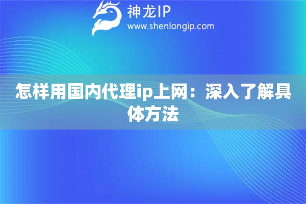 怎样用国内代理ip上网：深入了解具体方法