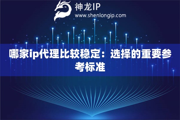 哪家ip代理比较稳定：选择的重要参考标准