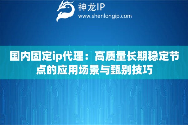 国内固定ip代理：高质量长期稳定节点的应用场景与甄别技巧