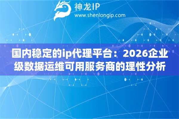 国内稳定的ip代理平台：2026企业级数据运维可用服务商的理性分析