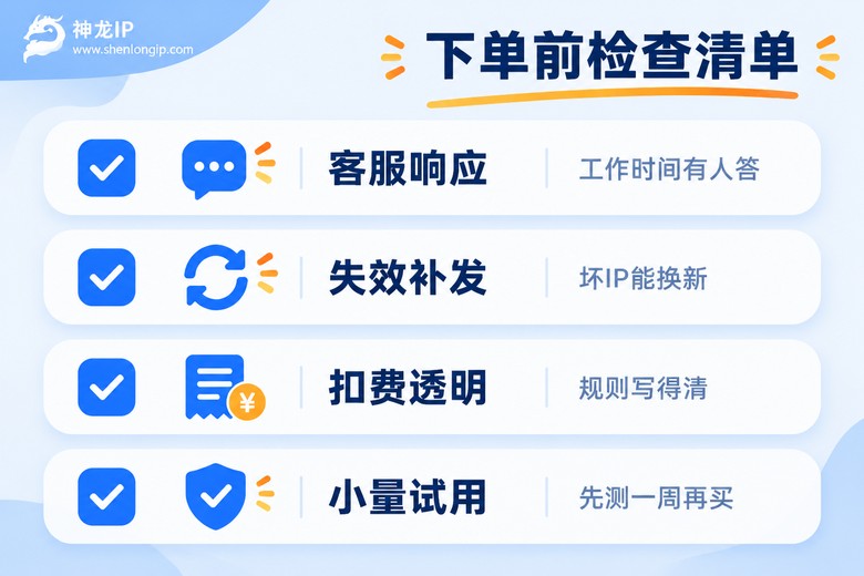 代理IP下单前售后检查清单