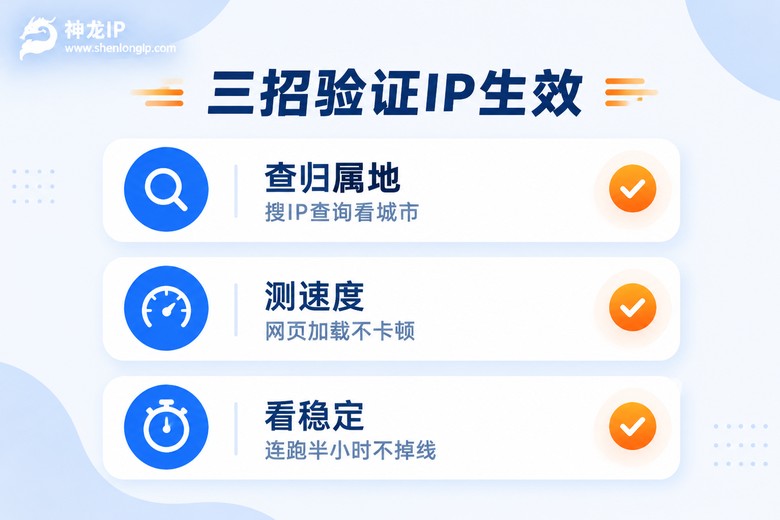 验证代理IP是否生效的三个方法信息图