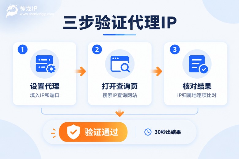 三步验证代理IP流程信息图