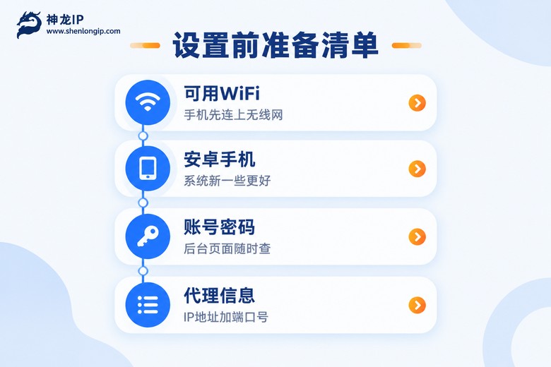 设置代理前的准备清单信息图