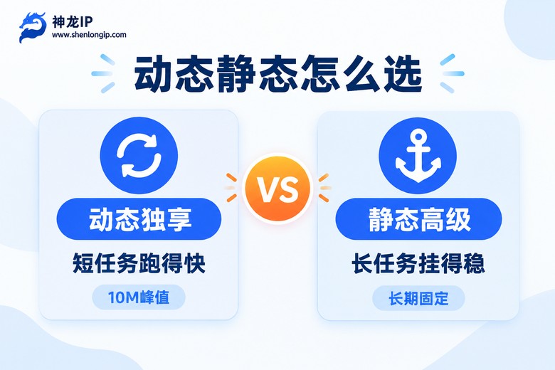 动态独享与静态高级代理IP选择对比信息图