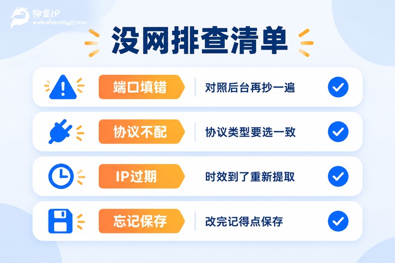 模拟器代理没网排查清单信息图