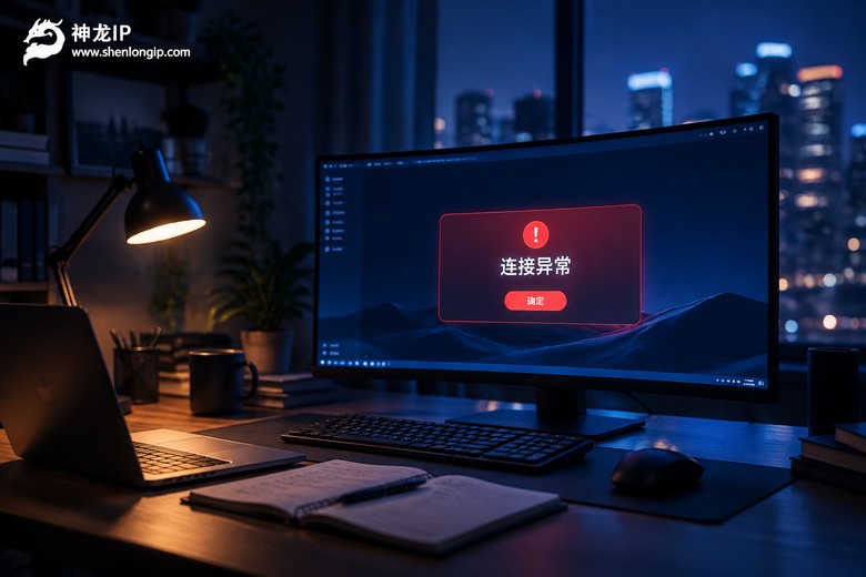 深夜电脑屏幕显示代理IP连接异常报错