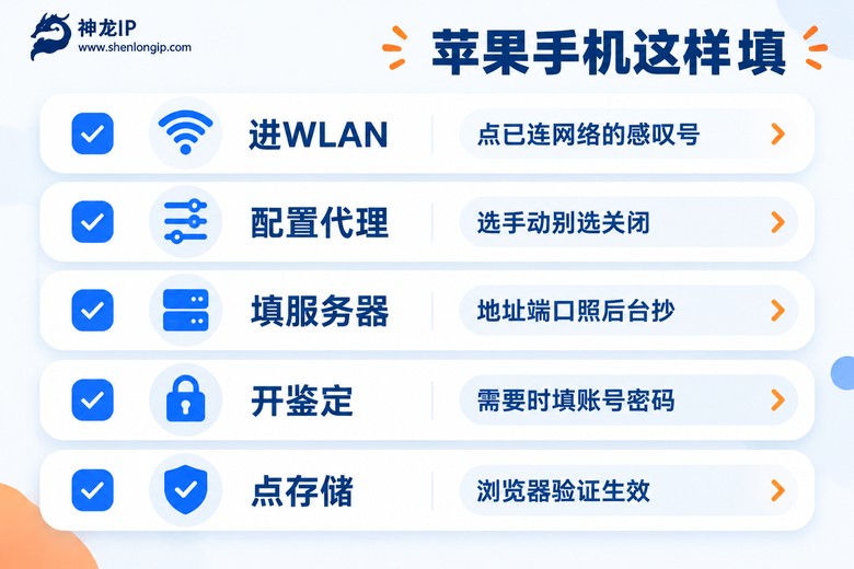 苹果手机配置代理步骤清单图