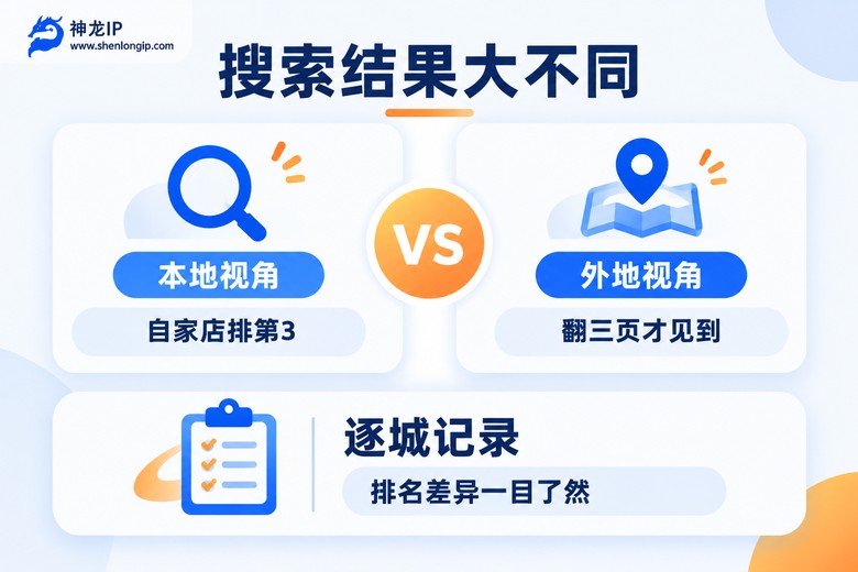 同一关键词本地与外地搜索结果对比信息图