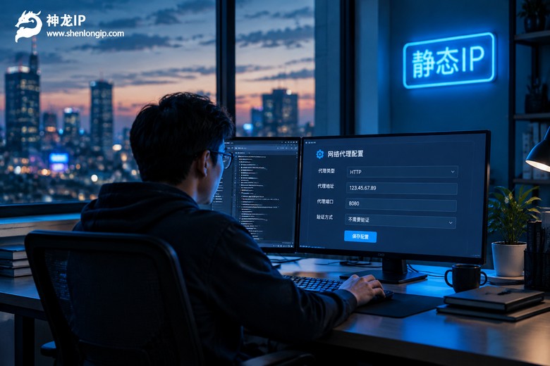深夜工作台上配置静态IP代理的场景