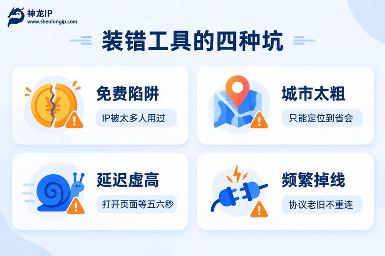 手机IP代理软件选型四大误区信息图