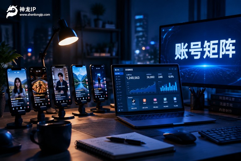 自媒体多账号运营工作台,屏幕显示账号矩阵