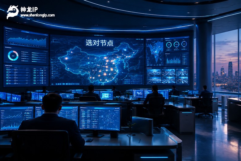 机房监控大屏显示选对节点的代理IP地区选择场景