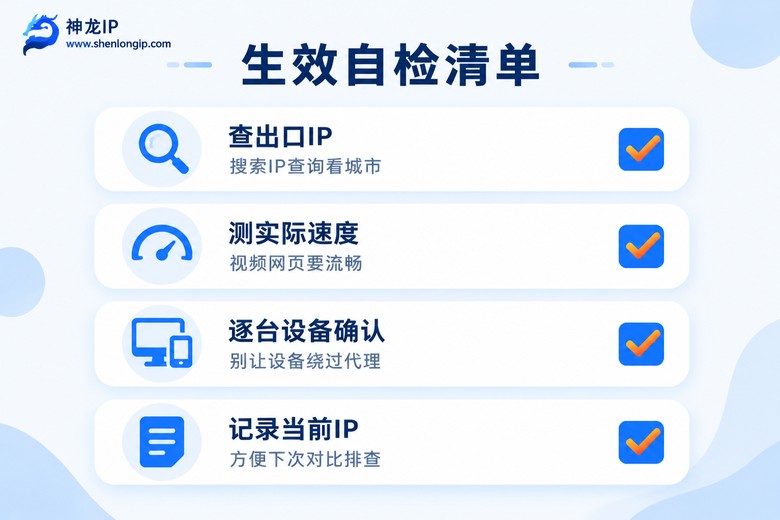 代理配置生效自检清单信息图
