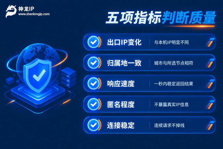 判断代理IP质量的五项检测指标清单